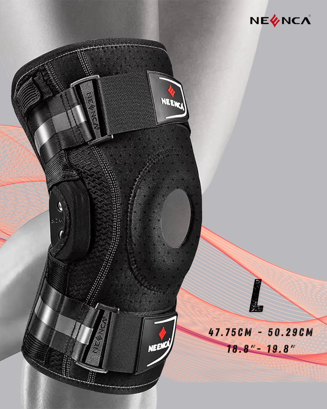 NEENCA Genouillère avec charnières articulées – maintien stable pour douleurs de la rotule, des tendons et du ménisque