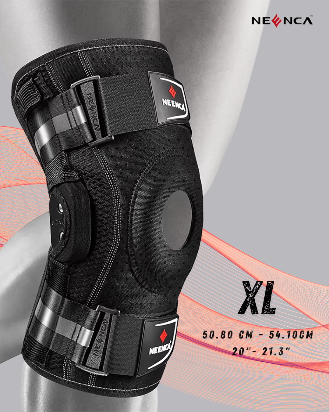 NEENCA Genouillère avec charnières articulées – maintien stable pour douleurs de la rotule, des tendons et du ménisque