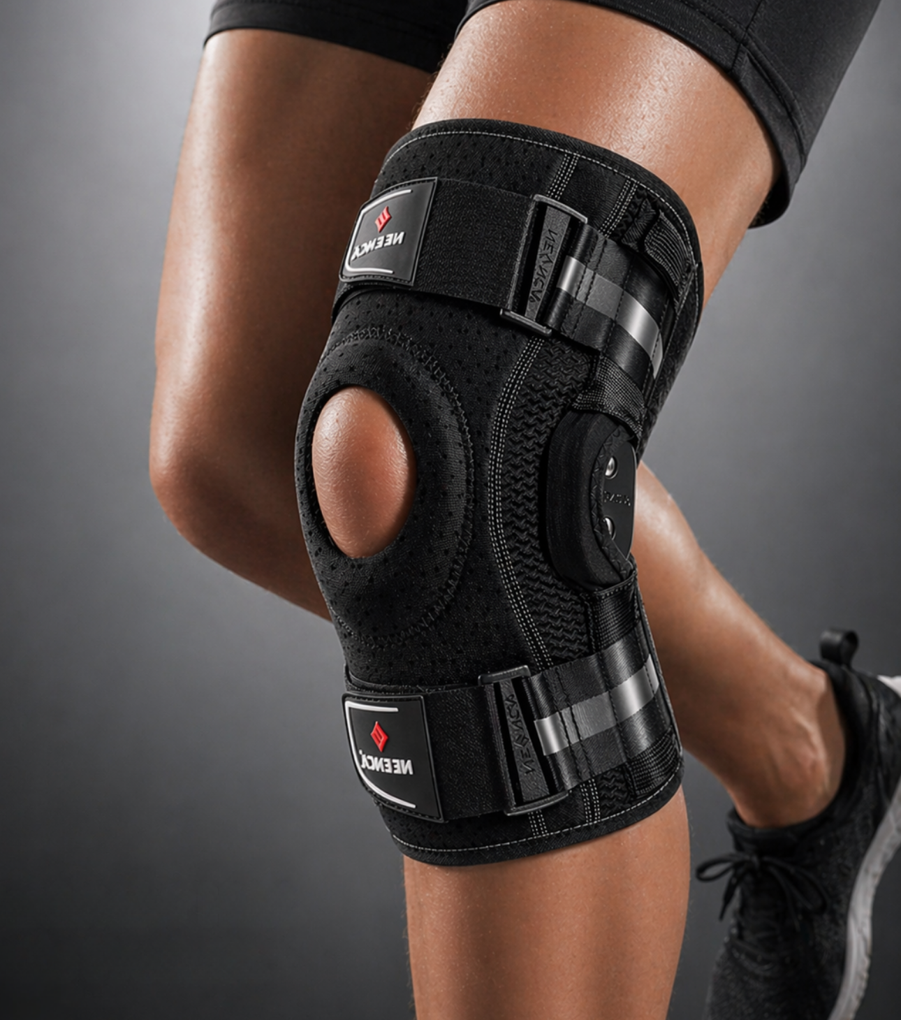 NEENCA Genouillère avec charnières articulées – maintien stable pour douleurs de la rotule, des tendons et du ménisque