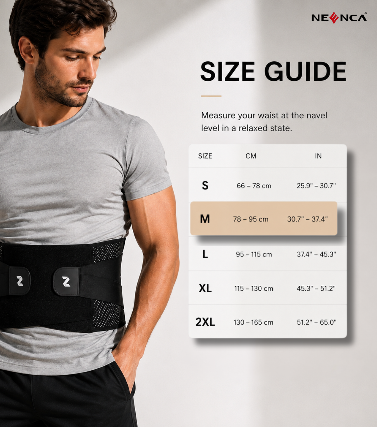 Ceinture lombaire NEENCA – Maintien du dos stable, compression réglable & confort respirant