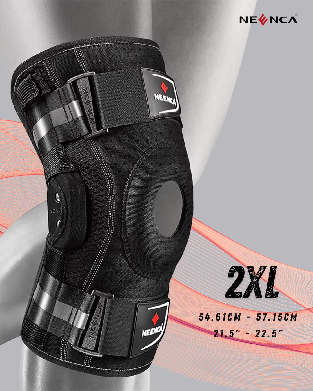 NEENCA Genouillère avec charnières articulées – maintien stable pour douleurs de la rotule, des tendons et du ménisque