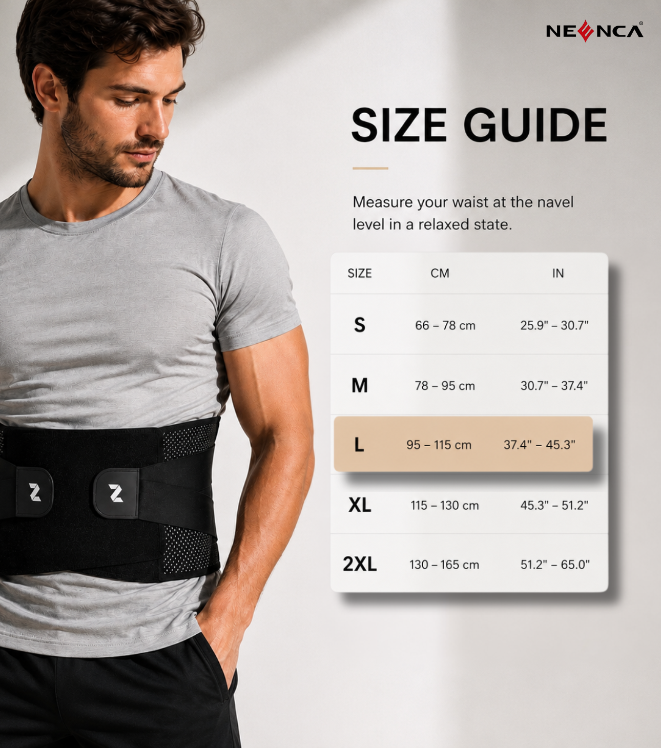 Ceinture lombaire NEENCA – Maintien du dos stable, compression réglable & confort respirant
