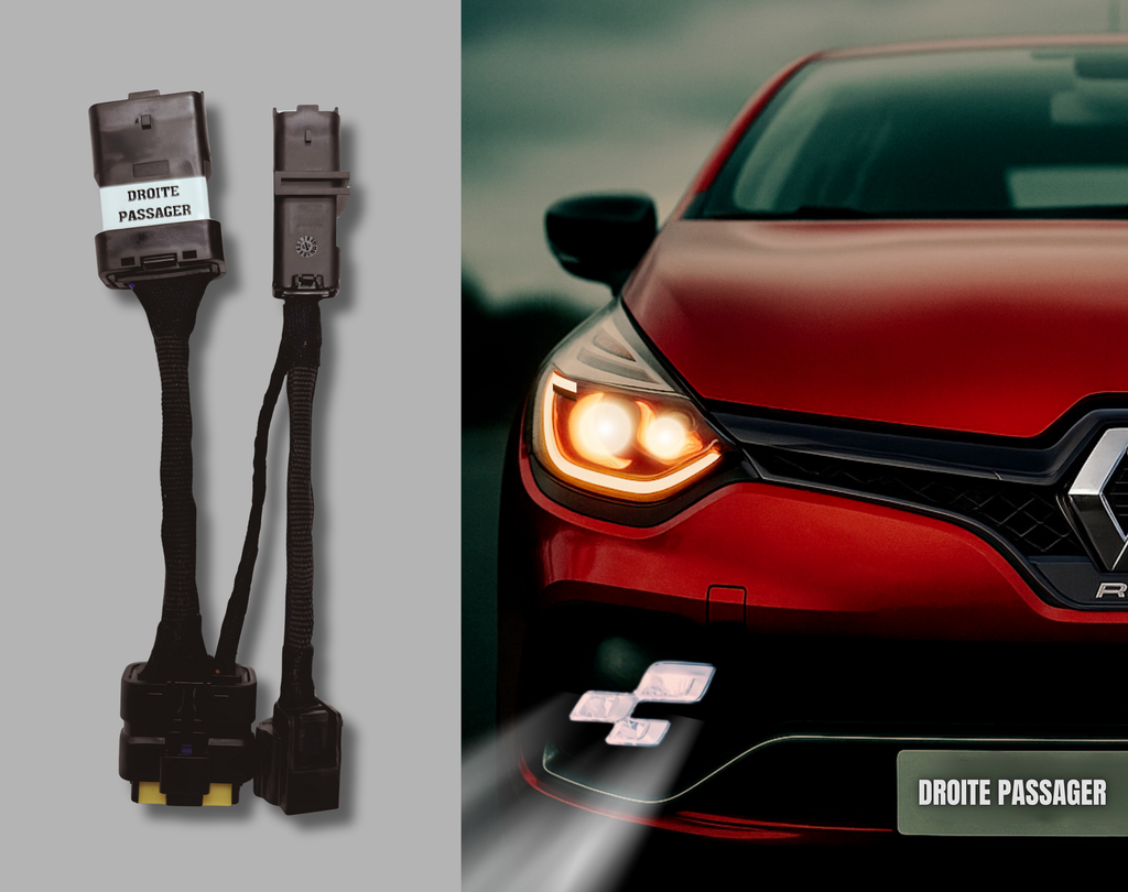 Adaptateur LED Pure Vision Clio 4 / RS – Plug & Play + Réglage Hauteur Phare