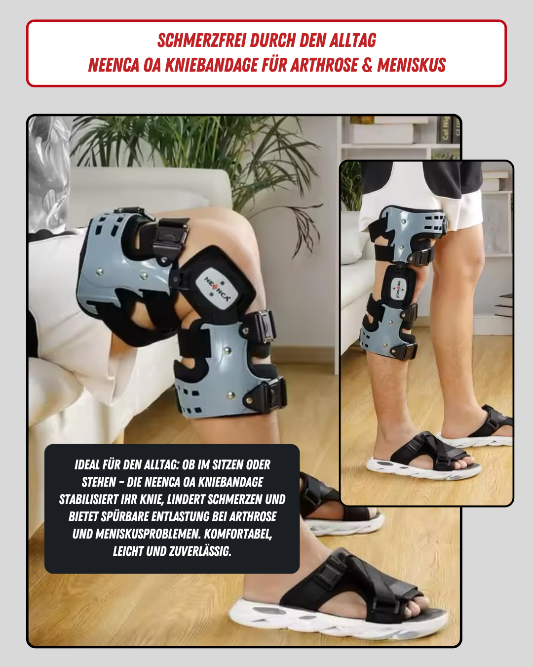 Marchez sans appréhension, même dans les escaliers – Genouillère NEENCA OA pour douleur interne du genou