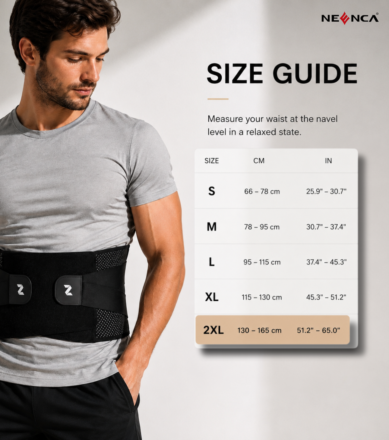 Ceinture lombaire NEENCA – Maintien du dos stable, compression réglable & confort respirant
