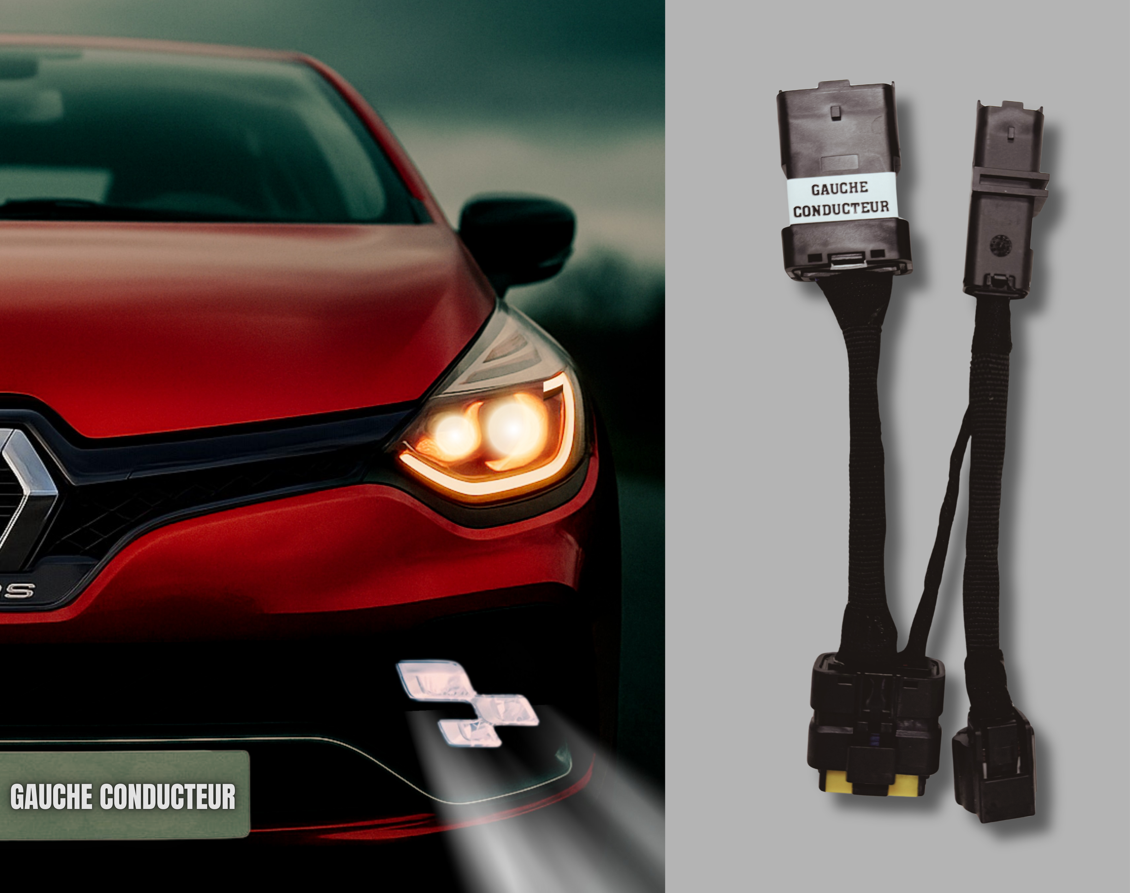 Adaptateur LED Pure Vision Clio 4 / RS – Plug & Play + Réglage Hauteur Phare