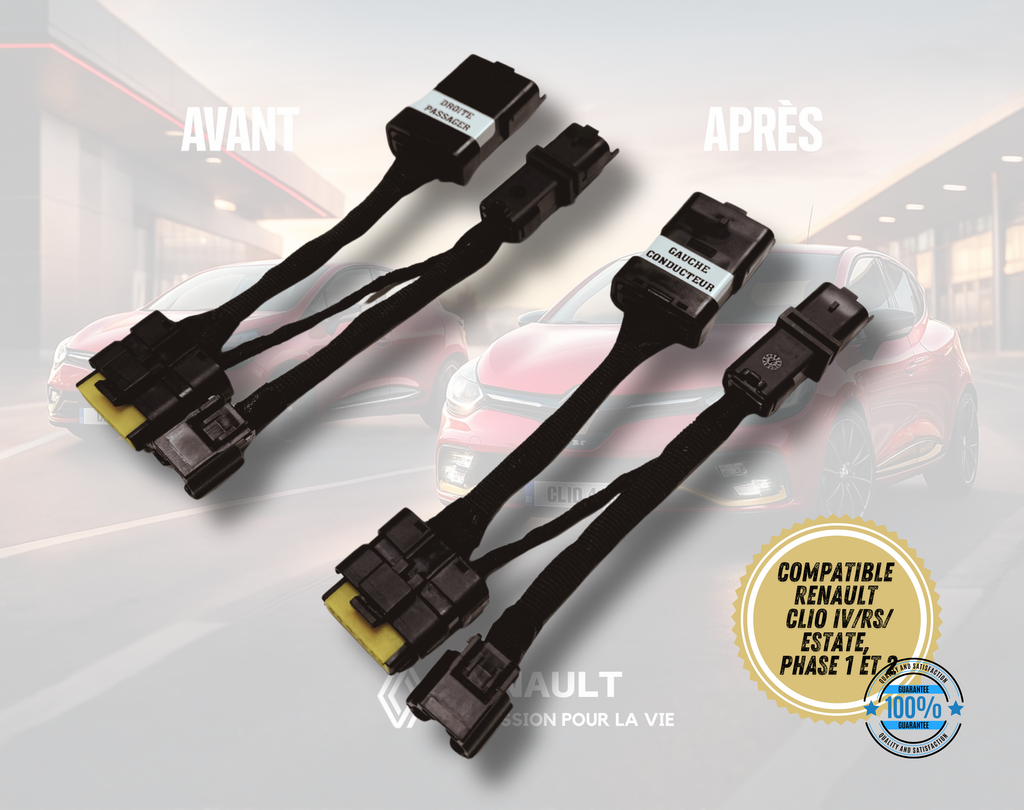 Adaptateur LED Pure Vision Clio 4 / RS – Plug & Play + Réglage Hauteur Phare