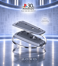 Support vertical PS5 30th Anniversary gris : anneau chromé, platine et vis de fixation