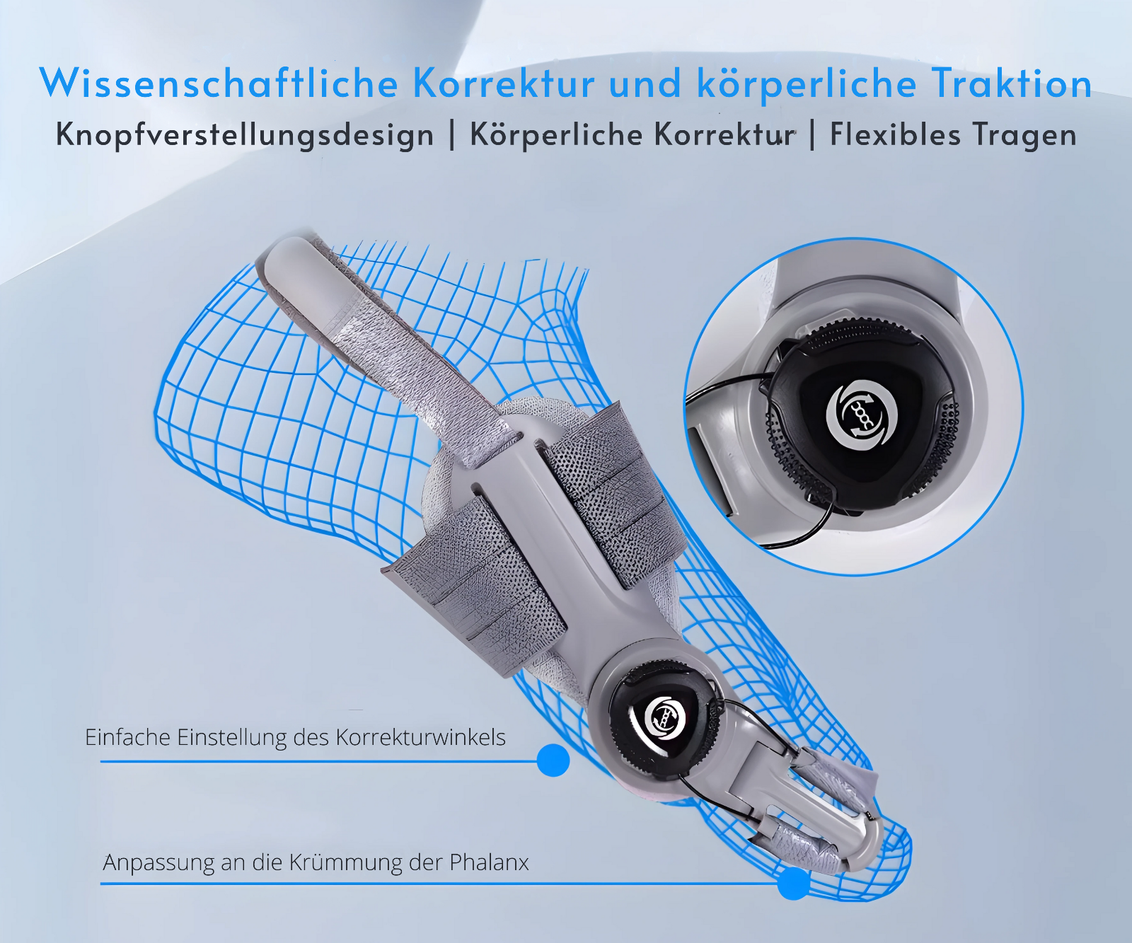 Hallux Valgus Schiene Zehenkorrektur Orthese Bunion Corrector mit Drehknopf