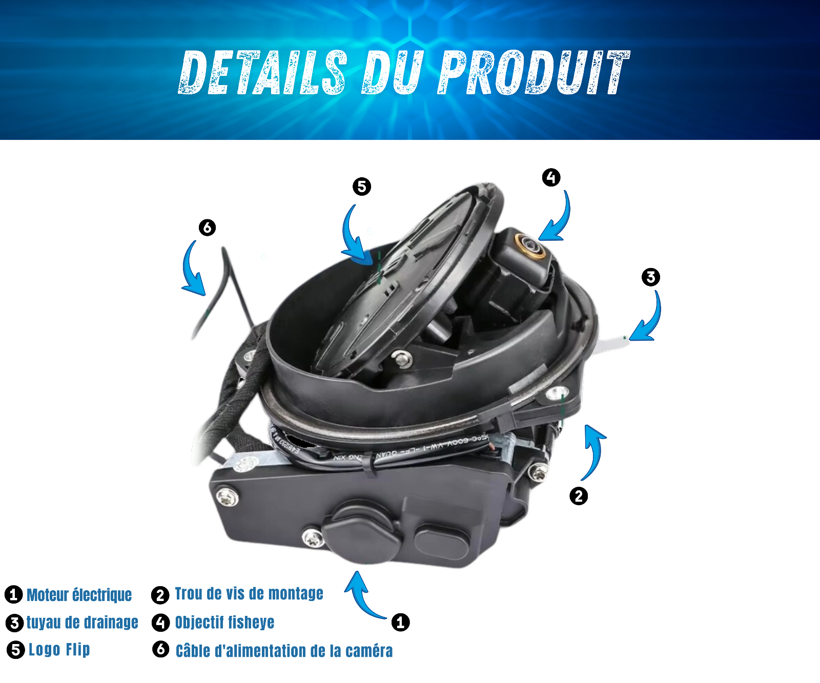 Caméra de Recul VW Flip AHD 1080P Logo 170° Compatible Golf 6 7 8 Passat Polo