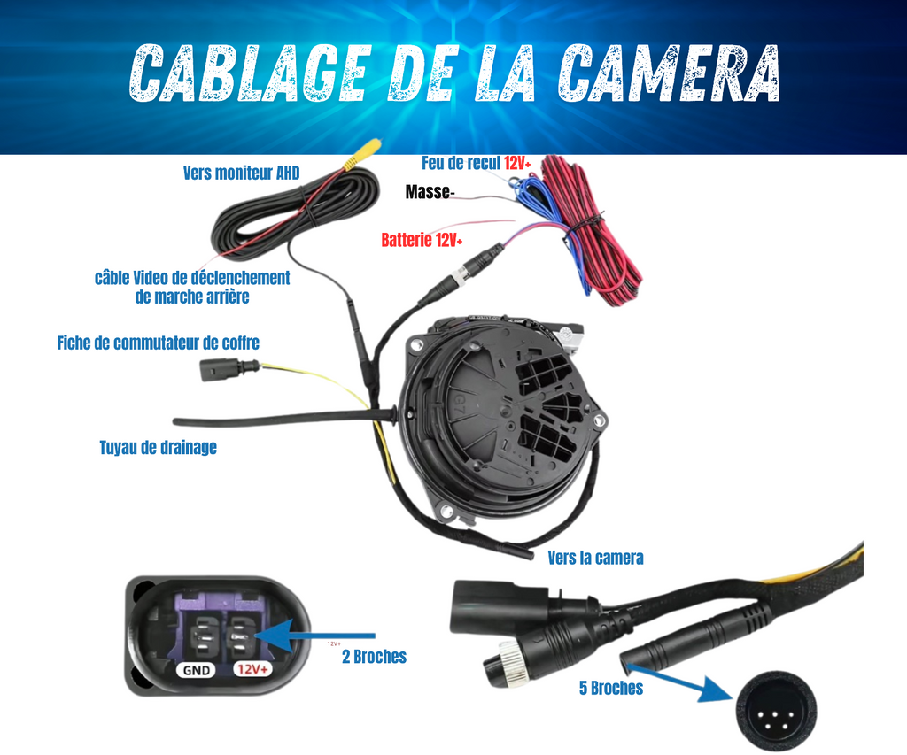 Caméra de Recul VW Flip AHD 1080P Logo 170° Compatible Golf 6 7 8 Passat Polo