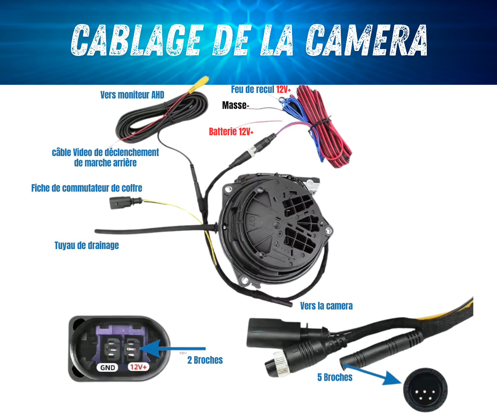 Caméra de Recul VW Flip AHD 1080P Logo 170° Compatible Golf 6 7 8 Passat Polo