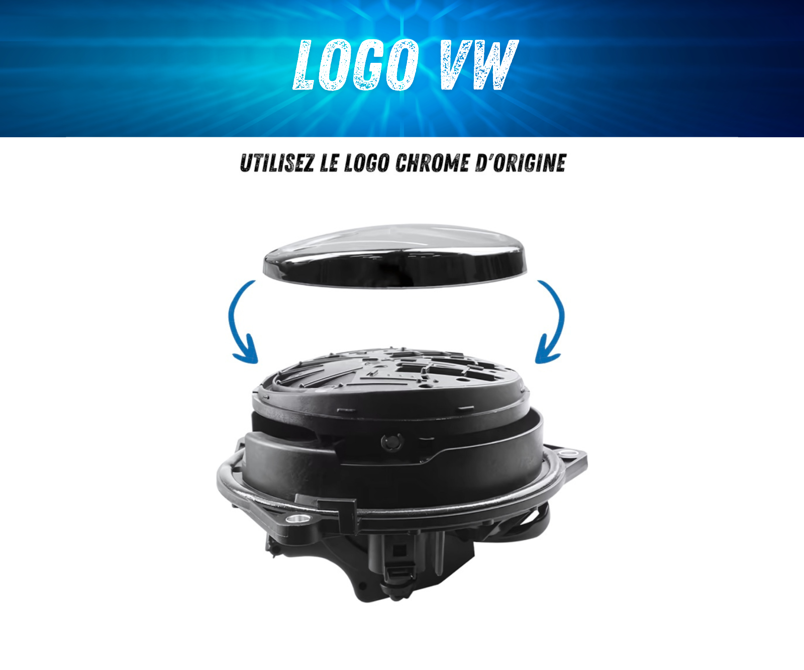 Caméra de Recul VW Flip AHD 1080P Logo 170° Compatible Golf 6 7 8 Passat Polo