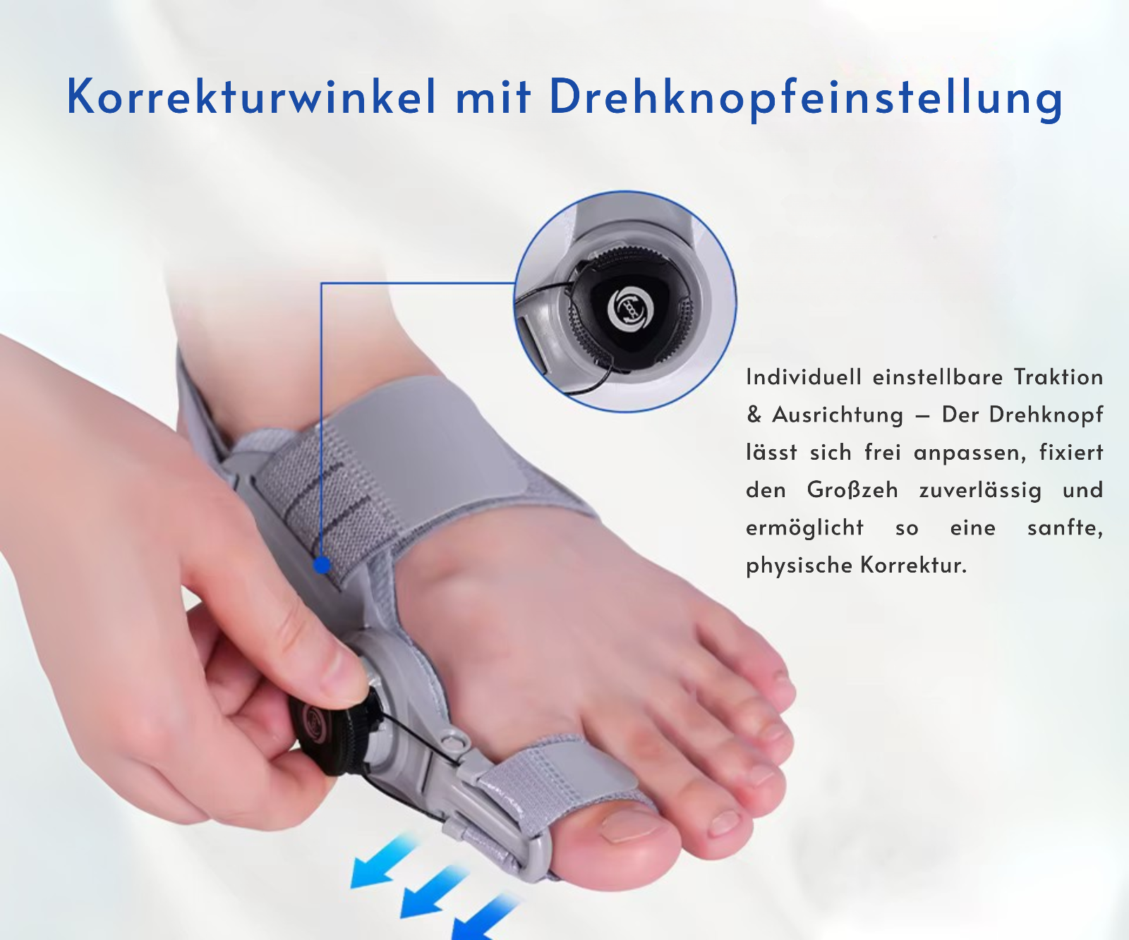 Hallux Valgus Schiene Zehenkorrektur Orthese Bunion Corrector mit Drehknopf