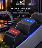 Chargeur Manette PS5 30th Anniversary – Station de Charge Double DualSense, Témoin LED & Halo Tactile | Gris Rétro PS1
