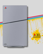 Faceplate PS5 (Façade / Coque) Rétro Gris – Style 30th Anniversary, Compatible PS5 Standard, Slim & Pro