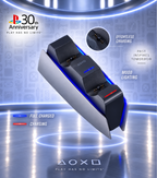 Chargeur Manette PS5 30th Anniversary – Station de Charge Double DualSense, Témoin LED & Halo Tactile | Gris Rétro PS1