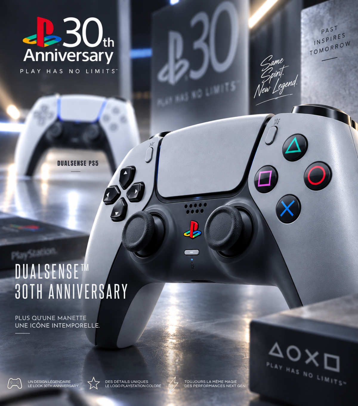 PS5 Controller Shell 30th Anniversary – Full DualSense Mod Kit, Retro Gray PS1 Style | Shells, Buttons & Sticks