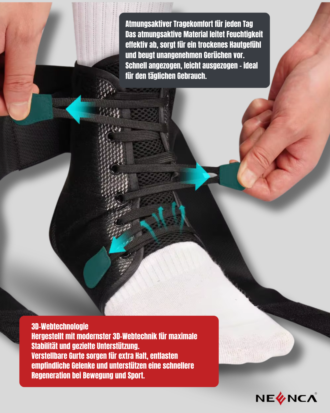 Support de cheville NEENCA – Maintien ajustable, stabilité renforcée & confort respirant pour sport et quotidien