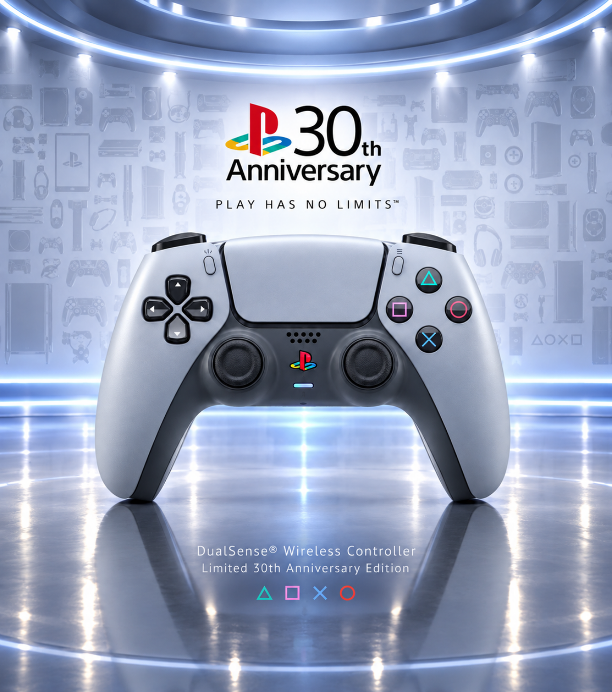 PS5 Controller Shell 30th Anniversary – Full DualSense Mod Kit, Retro Gray PS1 Style | Shells, Buttons & Sticks
