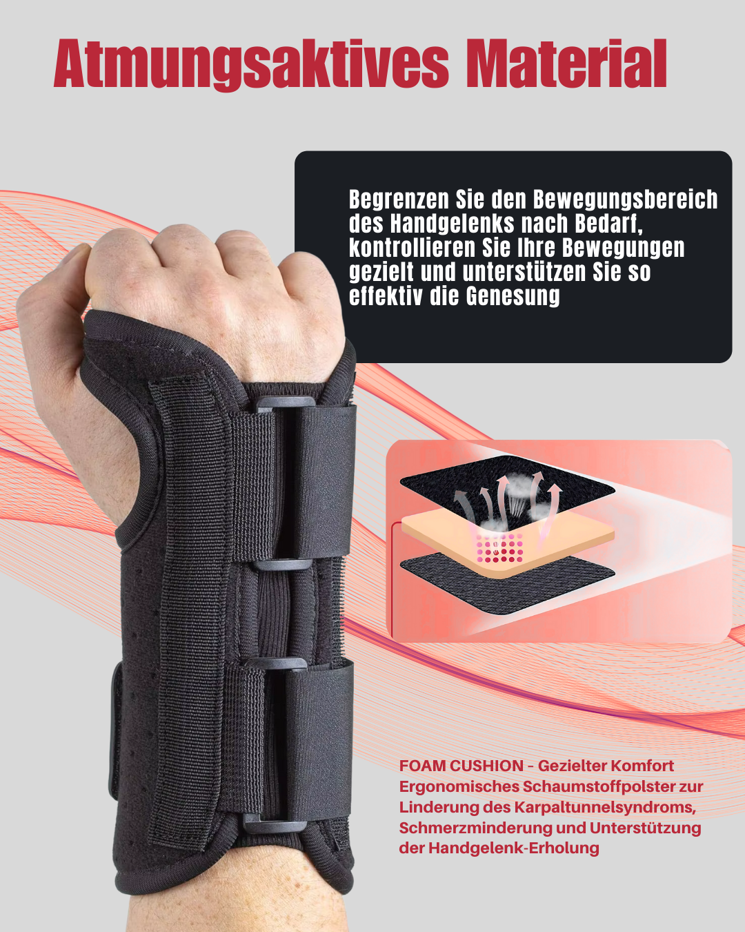 Attelle de poignet NEENCA – Orthèse avec attelle rigide pour canal carpien et arthrite