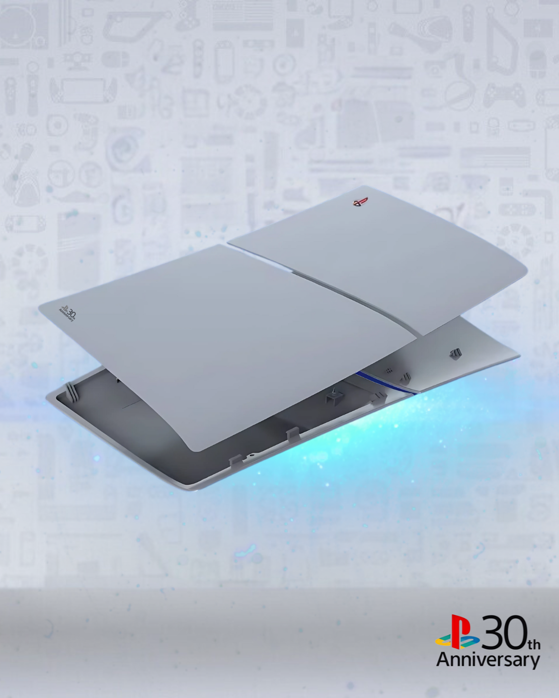 Faceplate PS5 (Façade / Coque) Rétro Gris – Style 30th Anniversary, Compatible PS5 Standard, Slim & Pro