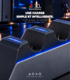 Chargeur Manette PS5 30th Anniversary – Station de Charge Double DualSense, Témoin LED & Halo Tactile | Gris Rétro PS1