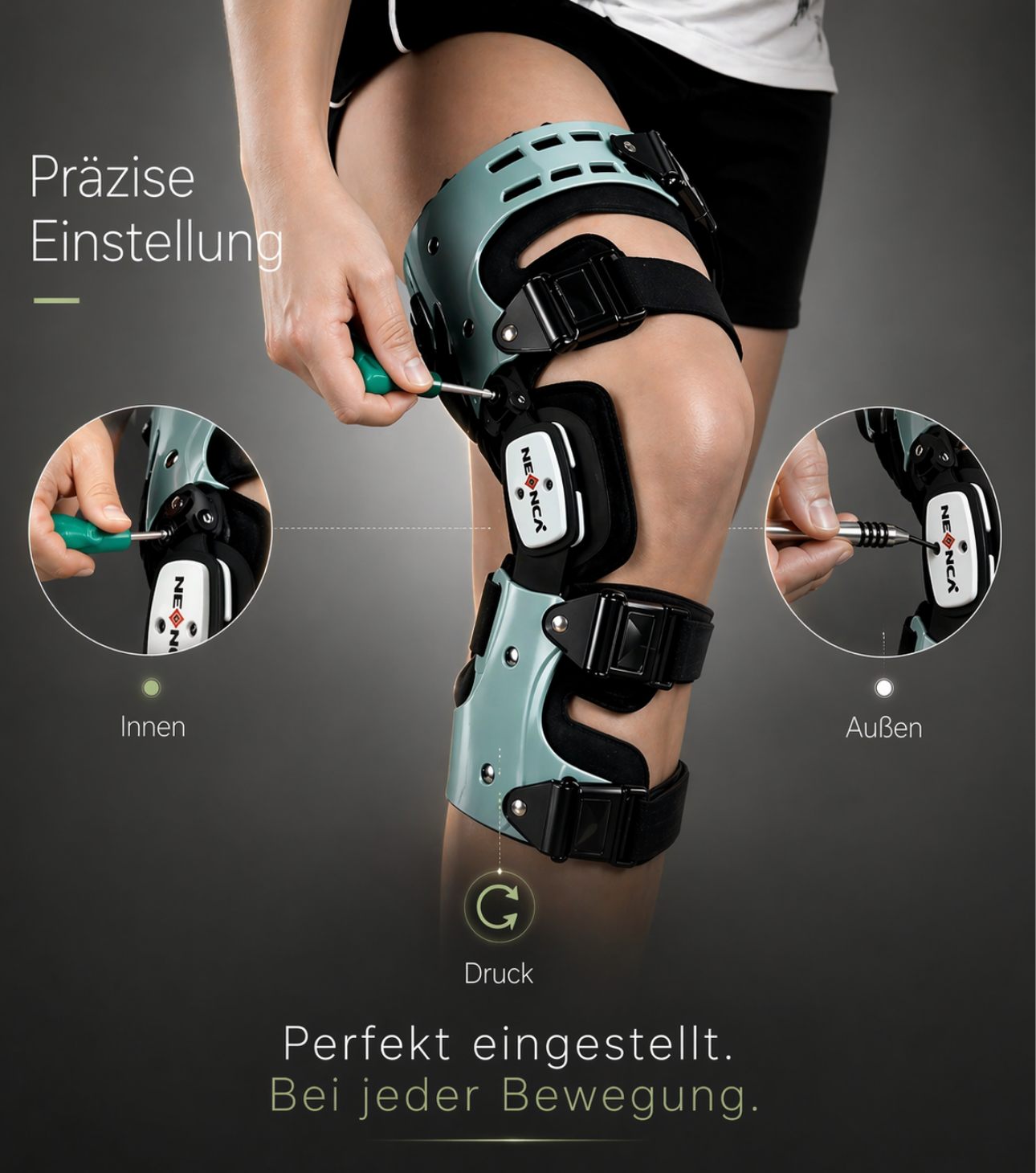 Genouillère NEENCA Arthrose – Orthèse de Décharge Unilatérale Gauche/Droite, Taille Unique