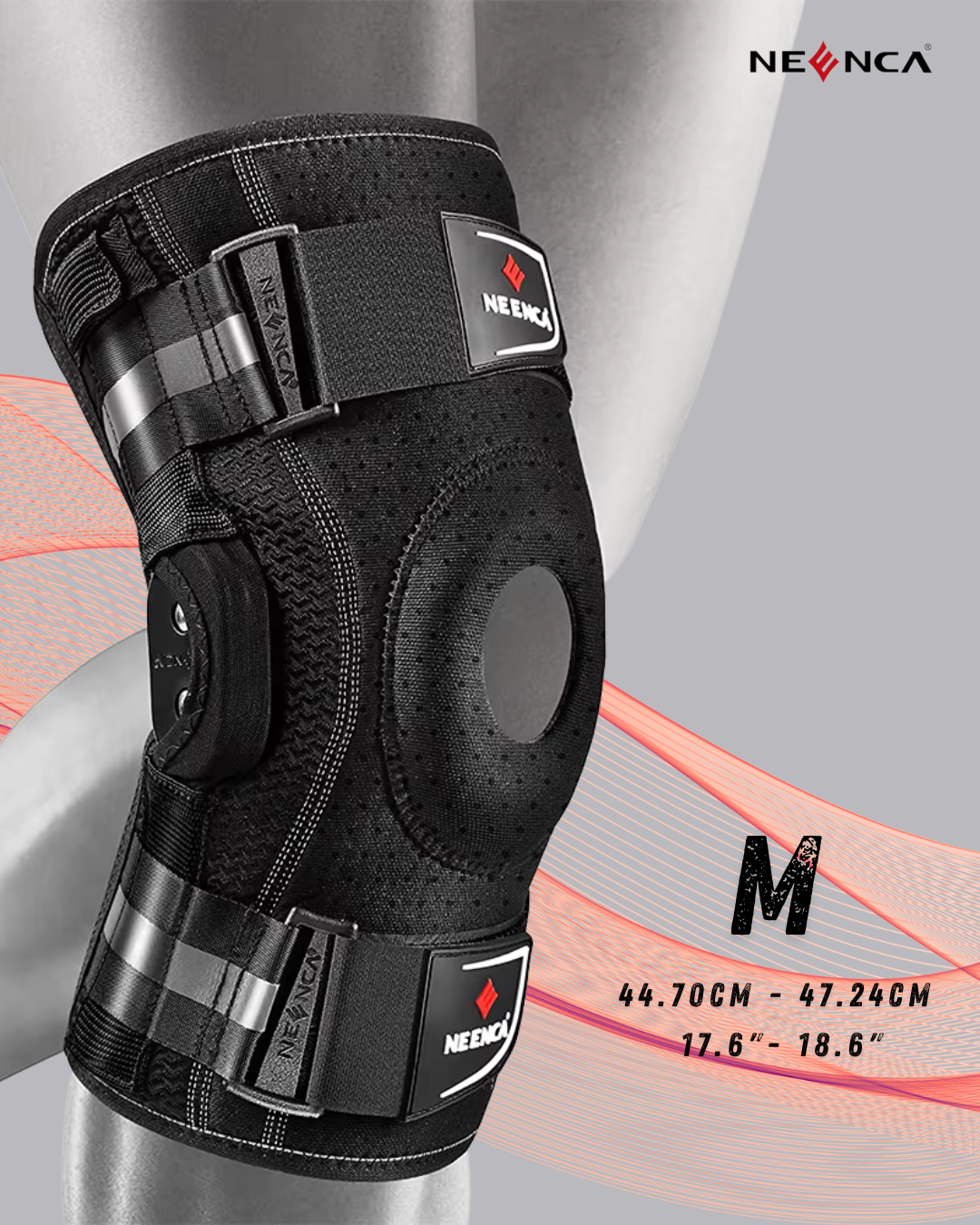 NEENCA Genouillère avec charnières articulées – maintien stable pour douleurs de la rotule, des tendons et du ménisque