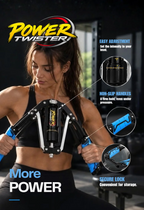 Mulher a usar o power twister: pegas antiderrapantes e fecho para arrumar
