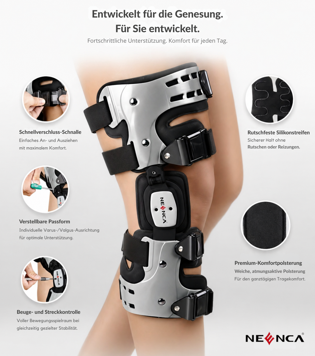 Genouillère NEENCA Arthrose – Orthèse de Décharge Unilatérale Gauche/Droite, Taille Unique