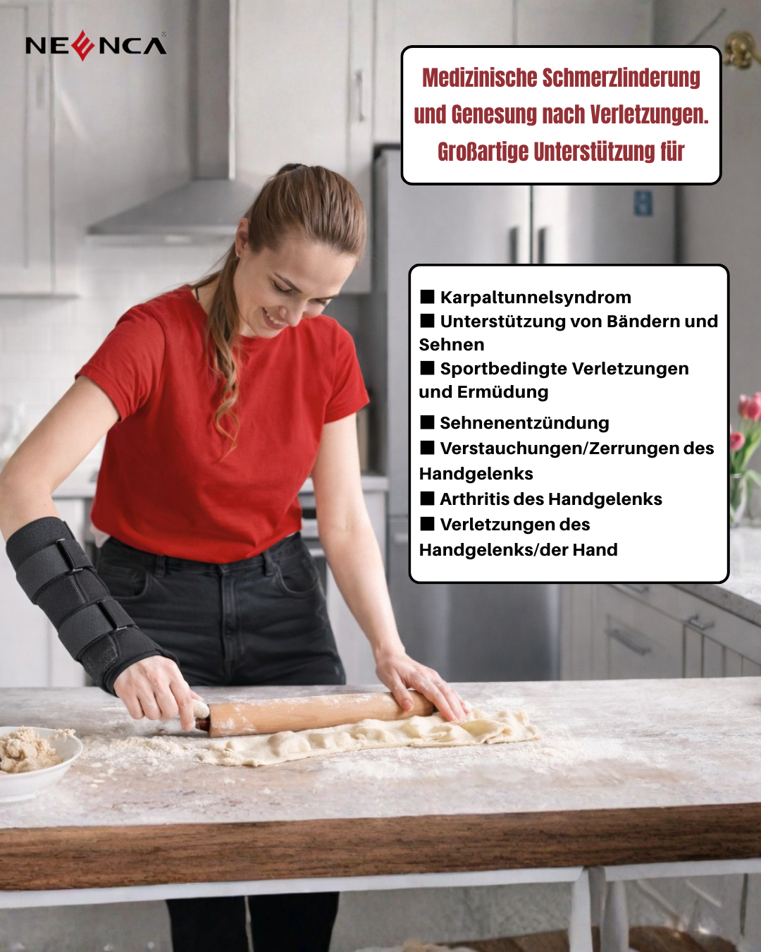 Attelle de poignet NEENCA – Orthèse avec attelle rigide pour canal carpien et arthrite
