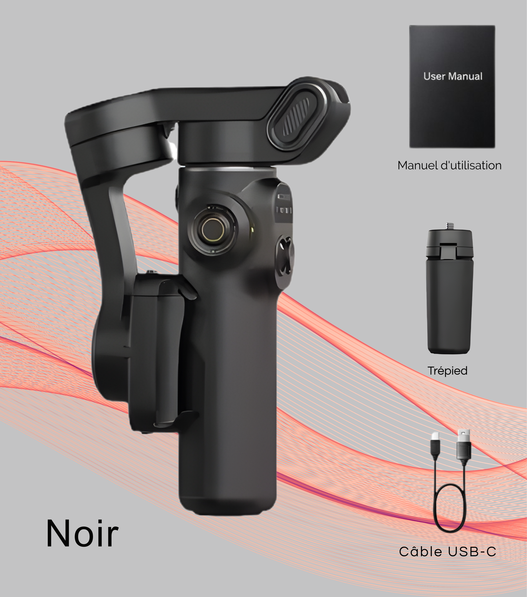 Stabilisateur Smartphone 3 Axes avec Perche Télescopique – Gimbal Vidéo Vlog TikTok