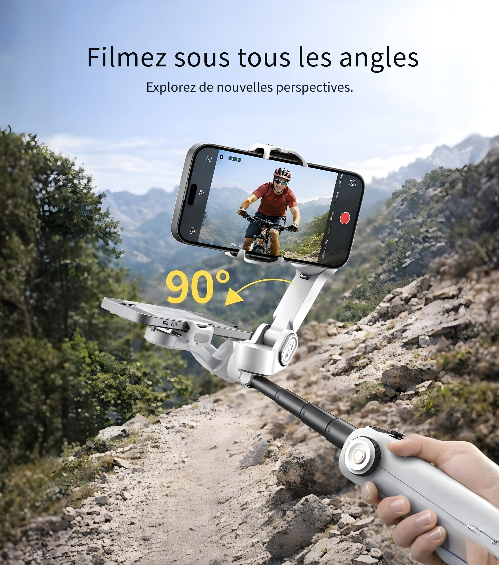 Stabilisateur Smartphone 3 Axes avec Perche Télescopique – Gimbal Vidéo Vlog TikTok