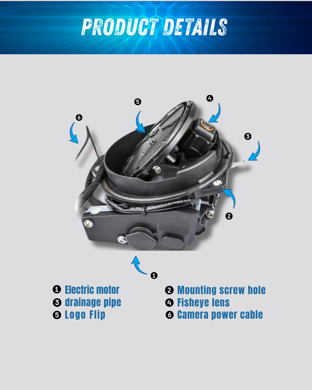 Caméra de Recul VW Flip AHD 1080P Logo 170° Compatible Golf 6 7 8 Passat Polo