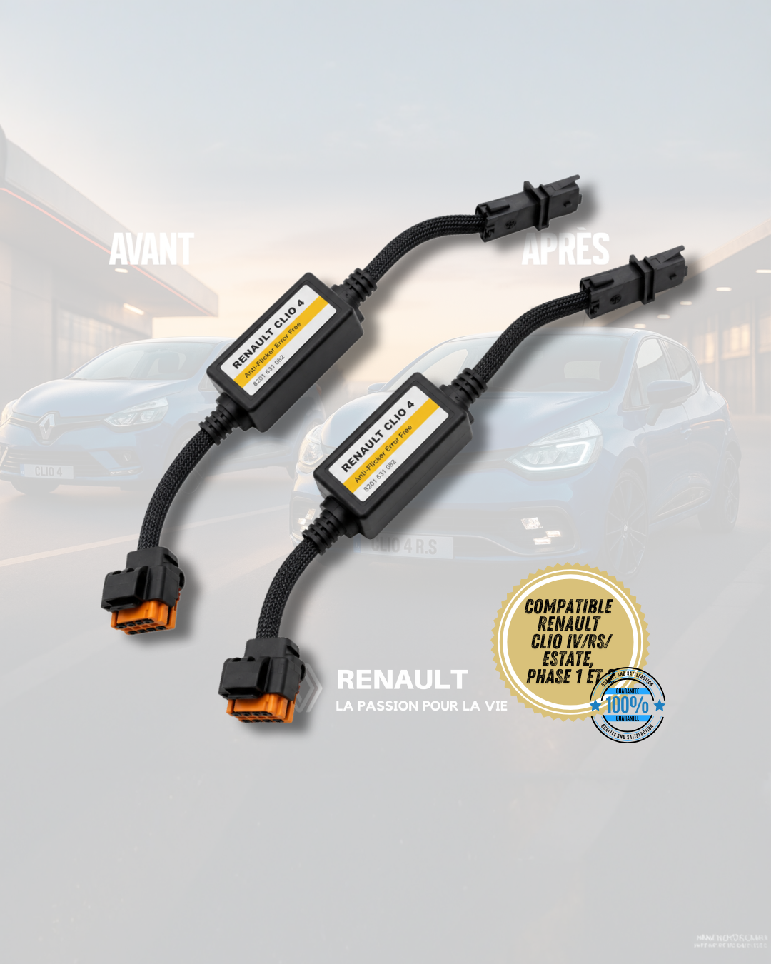 Adaptateurs Antibrouillard RS Vision LED Clio 4 – Kit Plug & Play, Look Sportif