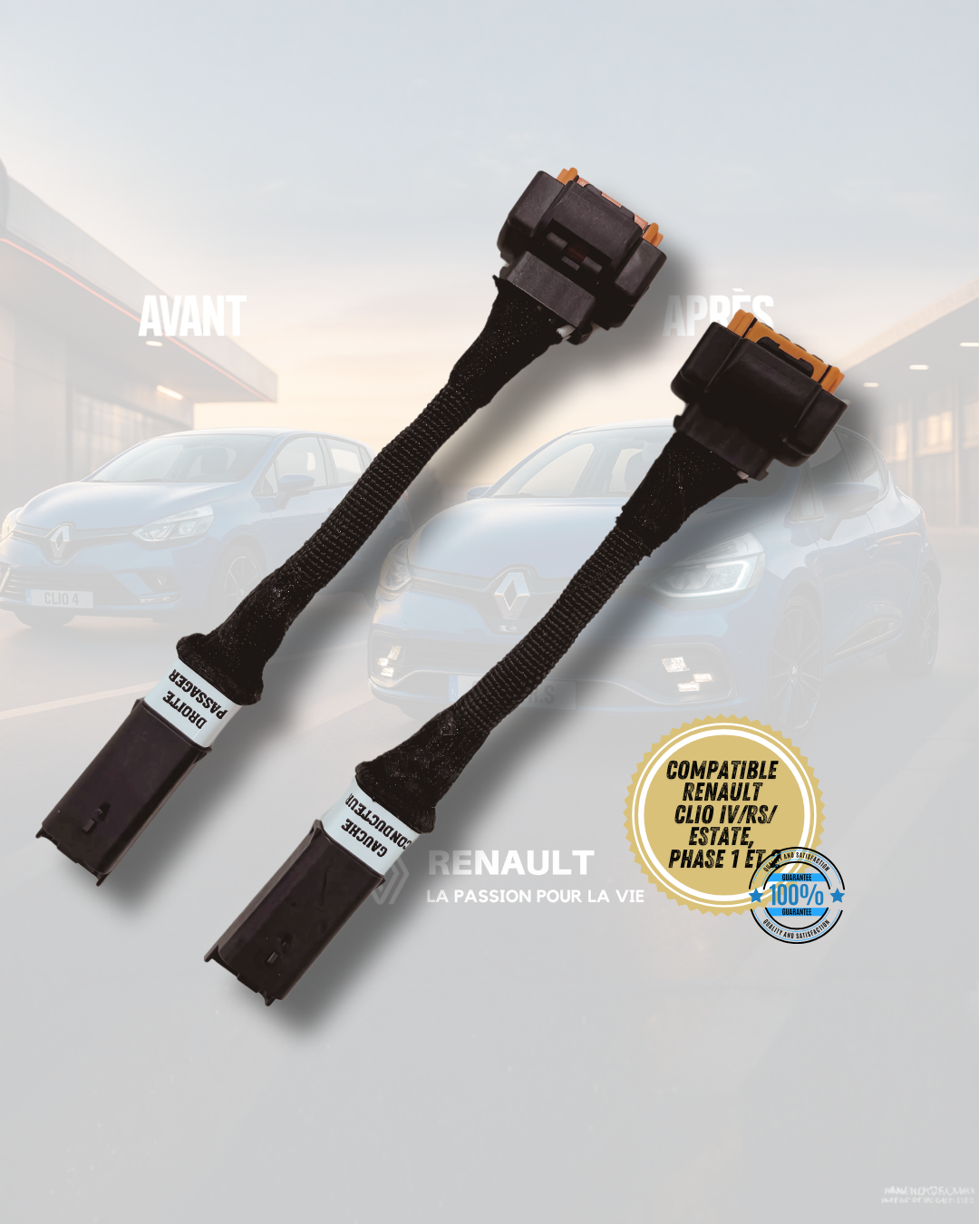 Adaptateurs Antibrouillard RS Vision LED Clio 4 – Kit Plug & Play, Look Sportif